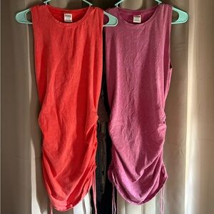 2 PINK Sleeveless Ruched Women Dresses